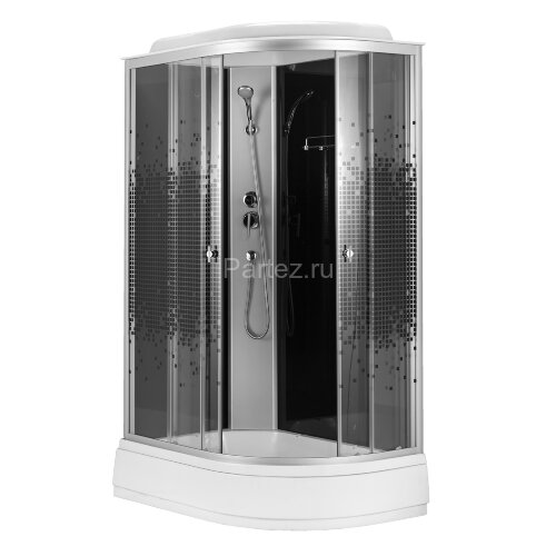 Душевая кабина Loranto 120x80x215 левая, поддон 13 см, 4 мм прозрачное стекло с рисунком "мозайка" (CS-1200-13ТМ/М L)