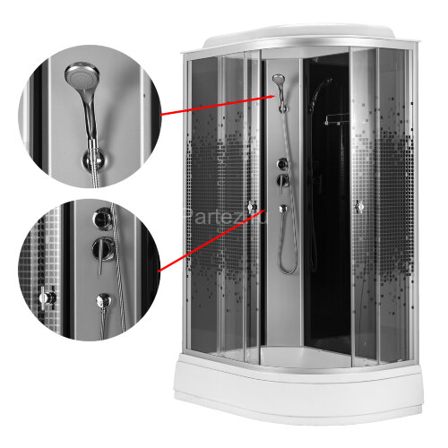 Душевая кабина Loranto 120x80x215 левая, поддон 13 см, 4 мм прозрачное стекло с рисунком "мозайка" (CS-1200-13ТМ/М L)