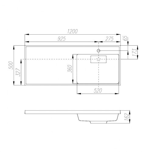 Раковина - столешница AQUATON Лондри 1200, правая, графит (1A72243KLH21R)