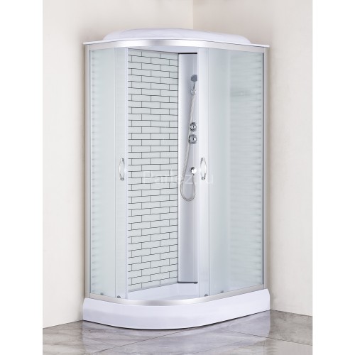 Душевая кабина Loranto SUNWAY 120х80х215 правосторонняя, поддон 13см, белый кирпичный узор, матовое стекло 4мм, профиль хром (CS6612013RFW120)