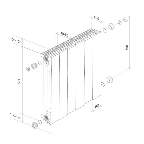 Радиатор Royal Thermo PianoForte 500 /Bianco Traffico - 12 секц. VDR