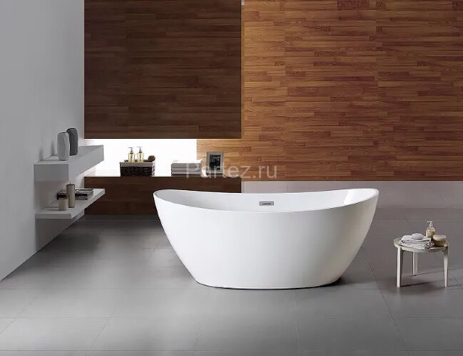 Ванна акриловая Azario GLASGOW 1700х800х665, свободностоящая, в комплекте с сифоном и металлической