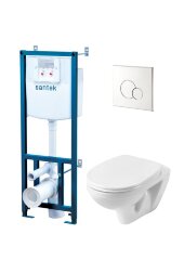 Пэк: Santek Бореаль: подвесной унитаз + инсталляция + кнопка смыва хром + сидение SC (1.WH50.1.544)