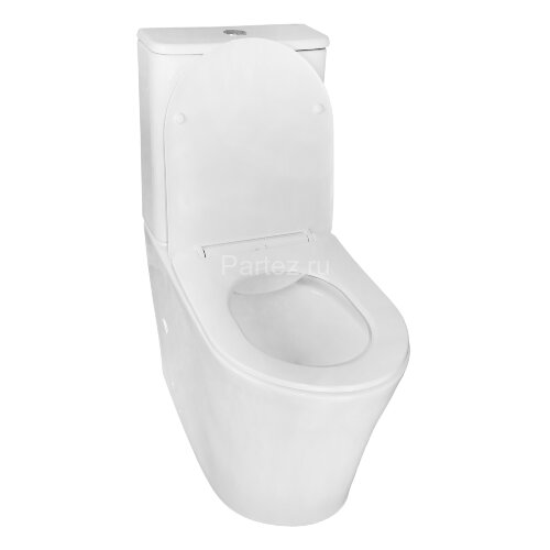 Унитаз-компакт Azario ANTEO ROUND 385х630х820 напольный, безободковый, быстросъемное сиденье микроли