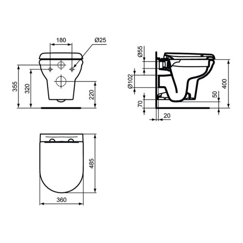Промо-сет, состоящий из инсталляции Loranto, кнопки для инсталляции круглой белой, подвесного унитаз