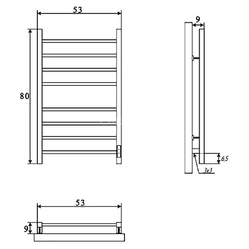 Полотенцесушитель электрический ДВИН S plaza neo 80/50 К, диммер, квадрат, чёрный матовый (465675917