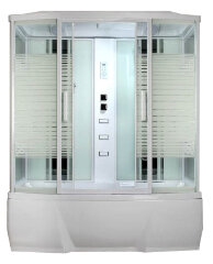 Душевая кабина Loranto с тропическим душем CS 77-4 150x85x215 см белая дверь раздвижная