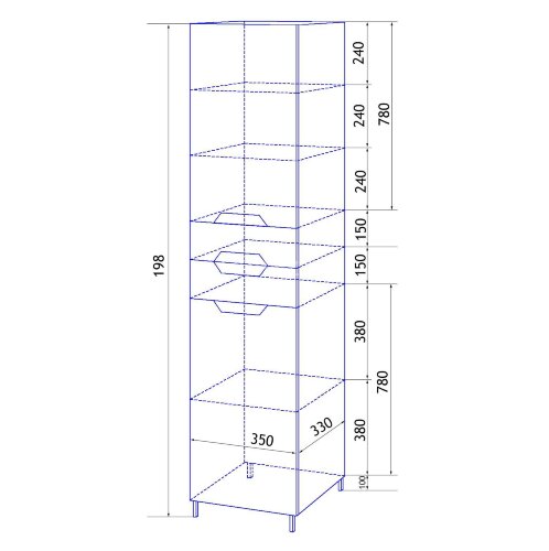 Пенал Loranto Стиль 35 правосторонний, 350х1970х330, белый (CS00024678)