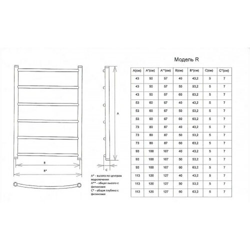 Полотенцесушитель электрический ДВИН R Electro 80/50 К эл ТЭН слева, полированный (4627086042418)