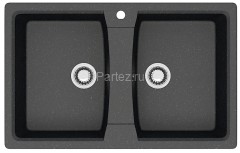 Кухонная мойка AZARIO Elmas 780х500х190 двойная, искусственный мрамор, цвет черный (CS00078333)