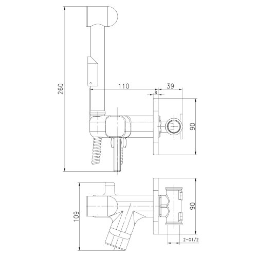 Смеситель Lemark Solo LM7165C с гигиеническим душем, встраиваемый
