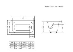 Ванна чугунная Goldman Classic 140х70х40, с ножками, без ручек