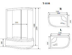 Timo Standart T-1110 R душевая кабина (110*85*220), шт