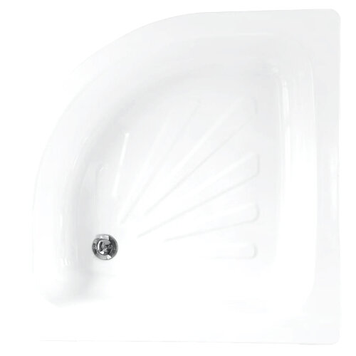 Поддон Loranto стальной, полукруглый 80х80х15 толщина стали 0,9 мм, отверстие для слива 5 см, белый (LG800C)