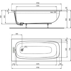 Ванна акриловая Ideal Standard i.life 1700х750 пристенная, встраиваемая (T476001)