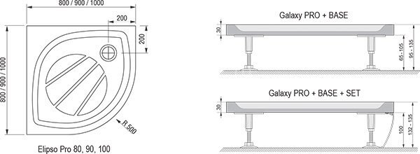 Душевой поддон Ravak ELIPSO PRO-100 белый