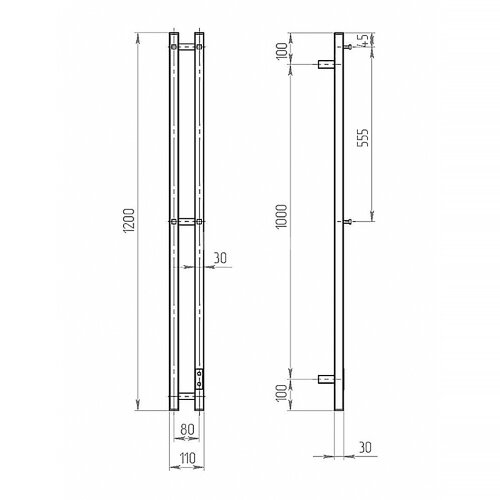 Полотенцесушитель электрический ДВИН X neo 120/10 К диммер Чёрный матовый (4657763847067)