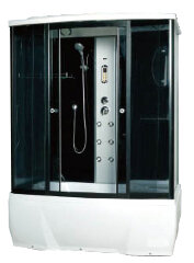 Душевая кабина с тропическим душем Loranto CS 77-3 A 150x85x215 см черная дверь раздвижная