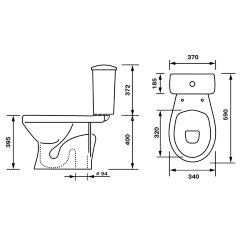 Унитаз-компакт Суперкомпакт Стандарт вертикальный выпуск, с сиденьем, белый (47301110322)