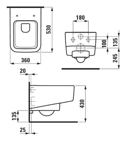 Унитаз подвесной Laufen Pro S Rimless скрытый ободок, с сиденьем микролифт, белый (8.2096.2.000.000.