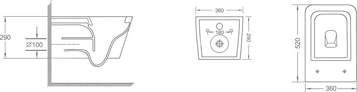 Унитаз подвесной Loranto TALAS 360х520х290 безoбодковый в комплекте с быстросъемным сиденьем микроли