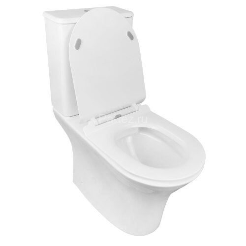 Унитаз-компакт AZARIO FRETTA ROUND 650x340x790 напольный, безободковый, в комплекте с бачком и сиден