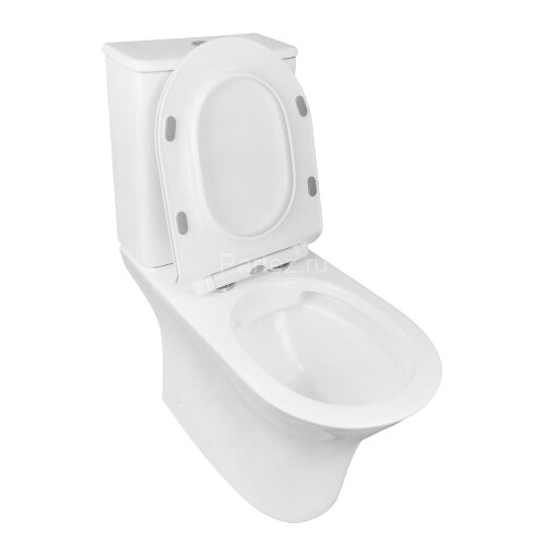 Унитаз-компакт AZARIO FRETTA ROUND 650x340x790 напольный, безободковый, в комплекте с бачком и сиден