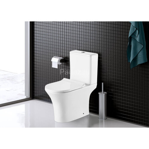 Унитаз-компакт AZARIO FRETTA ROUND 650x340x790 напольный, безободковый, в комплекте с бачком и сиден