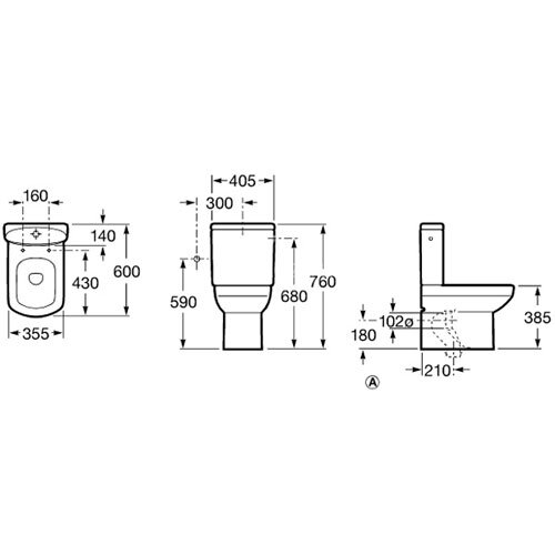 Чаша напольная Roca DAMA SENSO COMPACTO, двойной выпуск, 600 мм (7.3425.1.800.0)