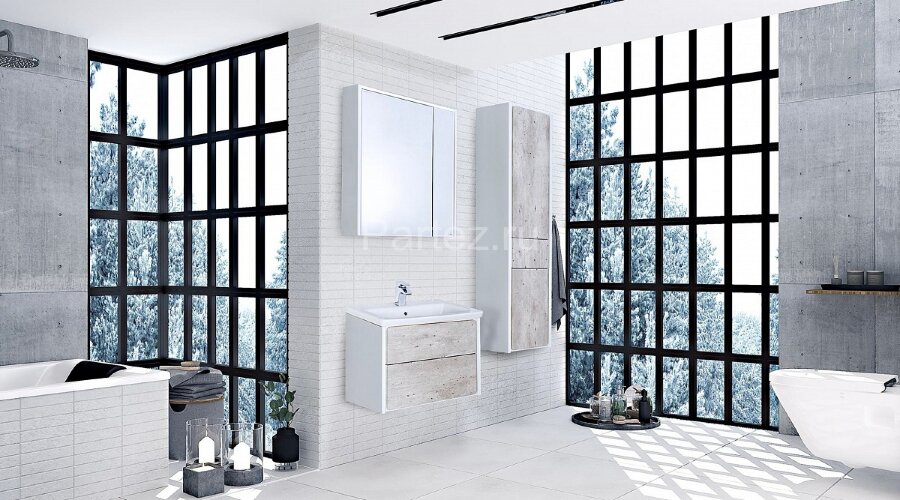 RONDA Шкаф-колонна правый, бетон/белый матовый