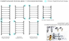 Полотенцесушитель водяной ДВИН J 100/50 1&quot;-½&quot; К1 полированный (4627085975489)