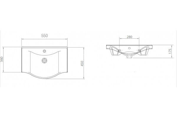 Раковина накладная Lapino BASIC 55X45X17,5, белая (7055)