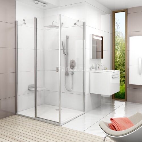 Душевая дверь Ravak CHROME распашная 100х195, толщина полотна 6мм универсальная, цвет профиля белый