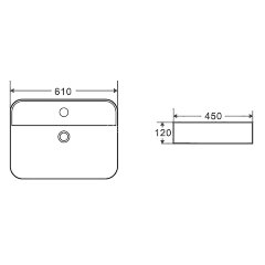 Раковина накладная Azario 610x450x120 овальная, белый глянец (AZ-2205)