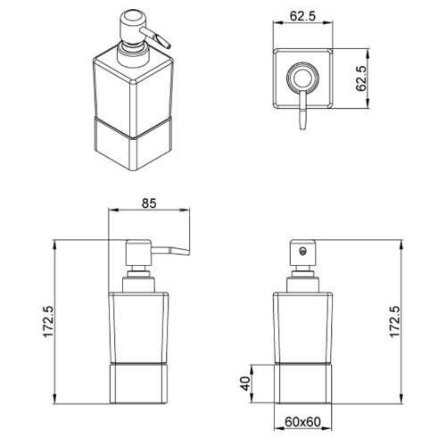 Дозатор жидкого мыла AZARIO RINA 200 мл. стеклянный настольный, хром (AZ-130C)