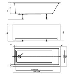 Ванна акриловая Azario LILIANA 150х70 см пристенная, прямоугольная, белый (AV.0012150)