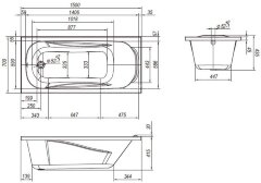 Ванна пристенная Loranto Арктика 1500х700, ABS пластик, белая (CS00036341)