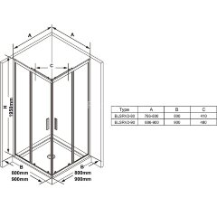 Душевой уголок Ravak Blix Slim 90x90 BLSRV2-90 профиль Хром стекло прозрачное