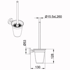 Ёрш для унитаза AZARIO NESSY подвесной со стеклянной колбой, хром (AZ-73113)