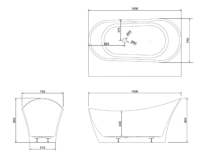 Акриловая ванна Gemy G9245