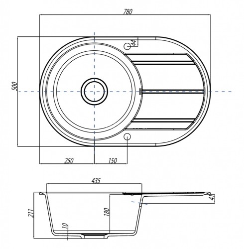 Кухонная мойка AQUATON Амира, серая (1A712932AI230)