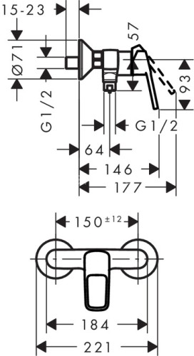 71247000 Logis Loop Смеситель для душа, однорычажный, ВМ