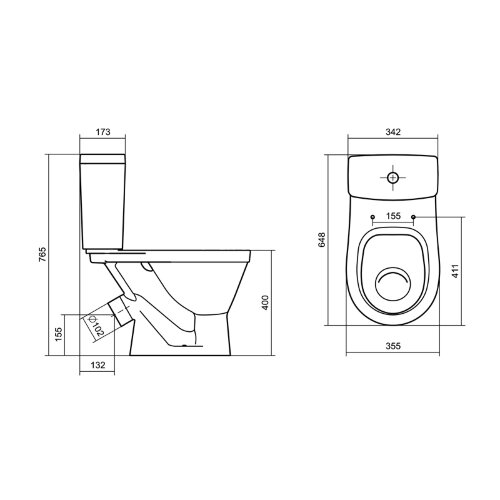 Унитаз-компакт Santek Уно эконом полипропилен, пластиковый крепеж, softclose (1.WH50.1.613)
