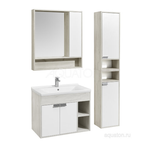 Зеркало-шкаф AQUATON Флай 80 дуб крафт (1A237702FAX10)