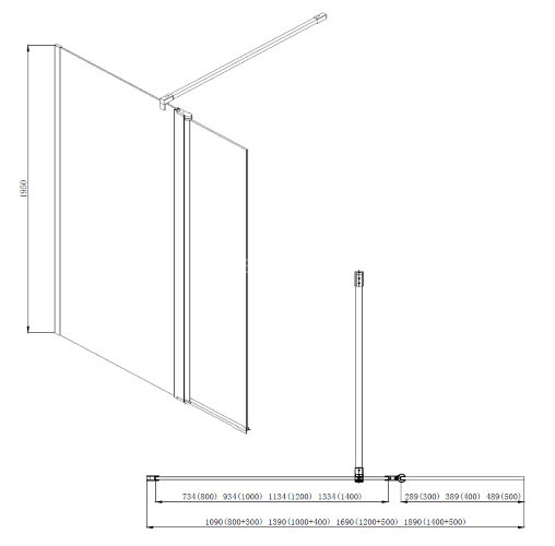 Душевая перегородка Azario CHICAGO 1100х1950 прозрачное стекло 8 мм, подвижная доп.перегородка 30 см, цвет профиля серебро (AZ-NAR6321 1100)