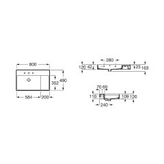 Раковина Roca INSPIRA SQUARE UNIK 800, белая (7.3275.2.B00.0)