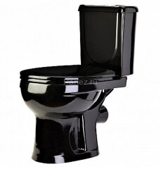 Унитаз-компакт Ирида Стандарт горизонтальный выпуск, с сиденьем, черный (40374110402)