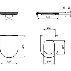 Сиденье с крышкой для унитаза Ideal Standard BLEND CURVE SANDWICH 360х460х50 белый (T520801)