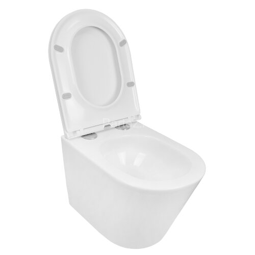 Унитаз подвесной Azario Teramo 515х355х365 безободковый, скрытое крепление, смыв "Торнадо", в компле