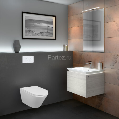 Унитаз подвесной Azario Teramo 515х355х365 безободковый, скрытое крепление, смыв "Торнадо", в компле